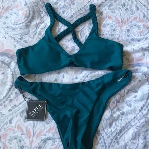 Zaful teal, cheeky bikini set
